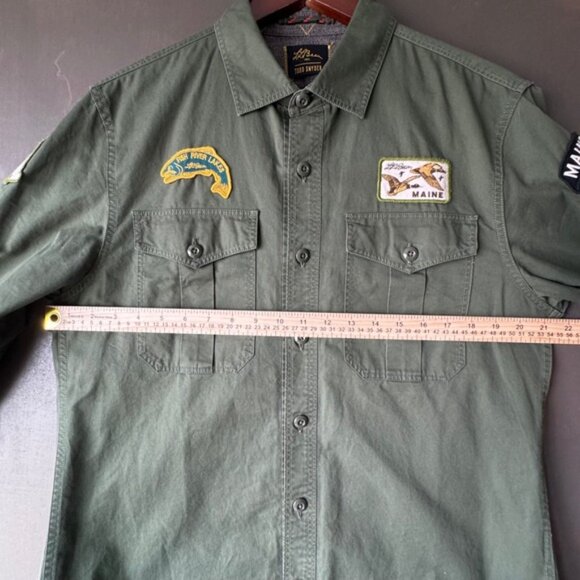LL Bean Todd Snyder Mens Green Patchwork Camping Fishing Outdoor Shirt Jacket - Picture 7 of 11